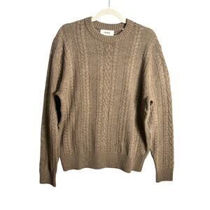 Buck Mason Cable Knit Crew Neck Classic Fit Merino Blend Sweater Sz L Comfort